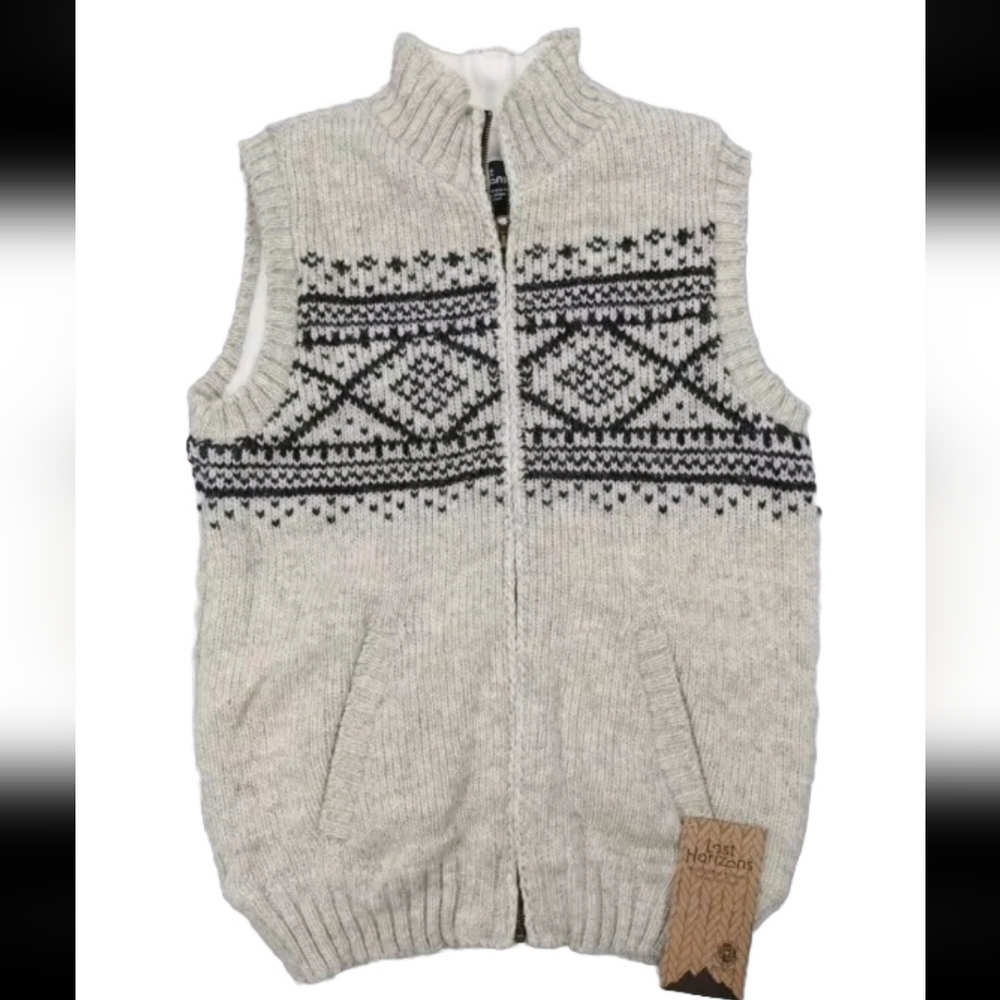Lost Horizons SVEN Wool Sweater Gilet Vest Fleece Lined Fair Isle Hygge Nordic